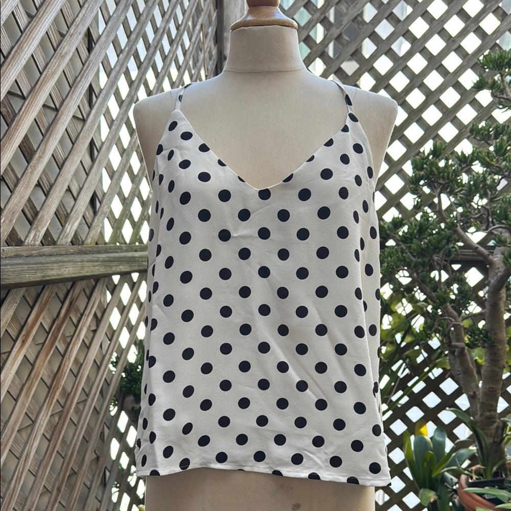 Closette Polka Dot tank top.  Black and White. Size Medium. Lined.   NWOT